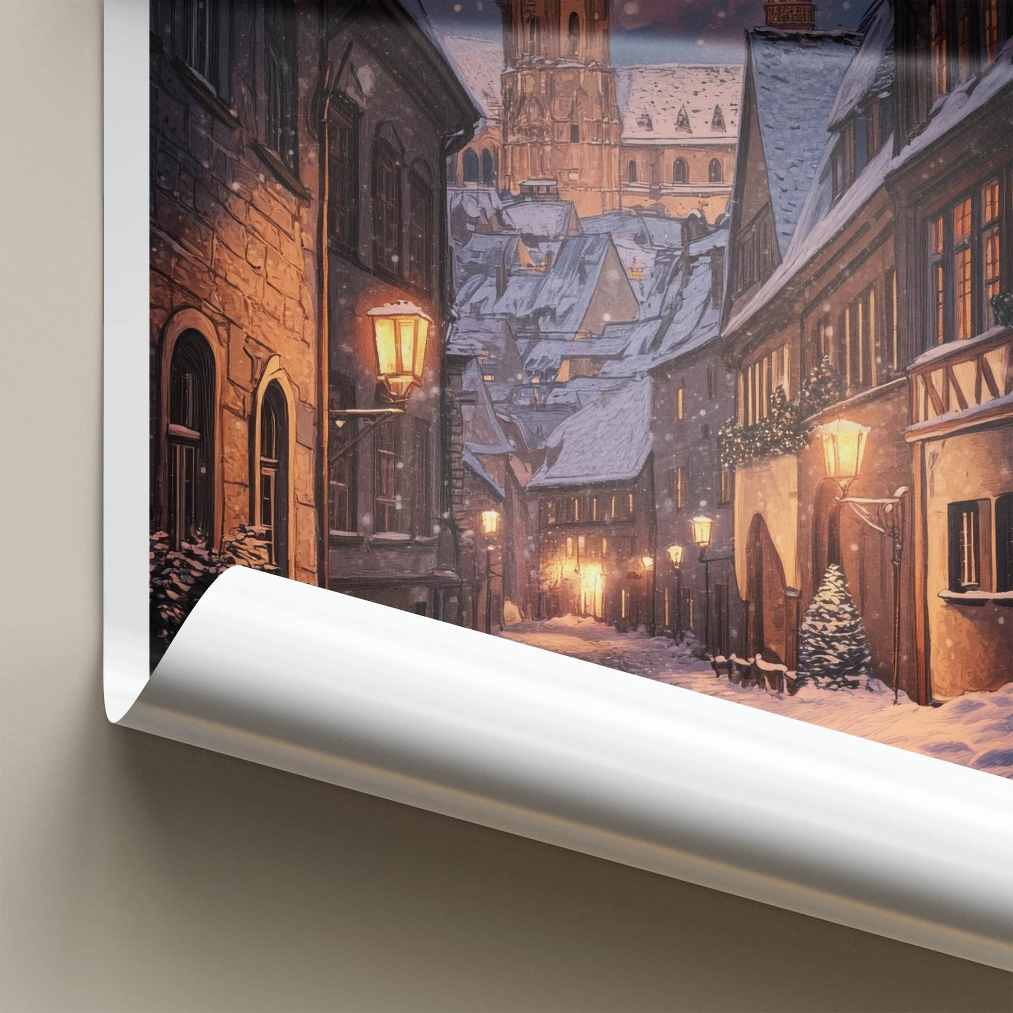 Cologne Poster - Germany Travel Art - Snowy Winter Street Home Decor