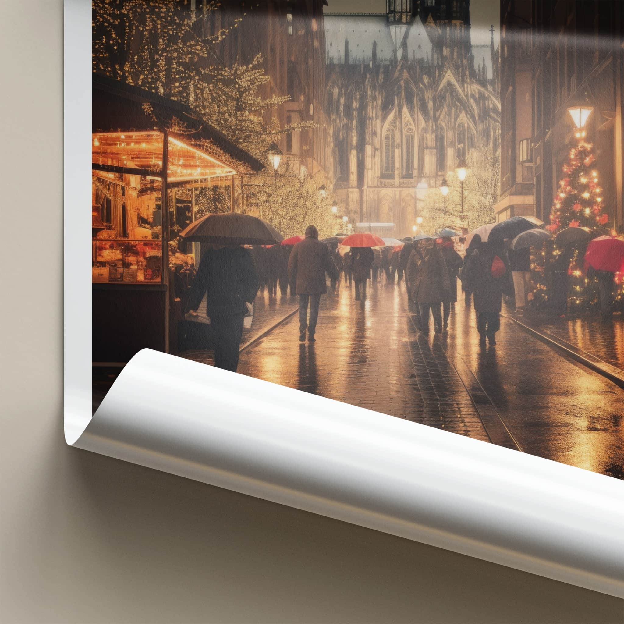 Cologne Poster - Germany Wall Art - Rainy Cathedral Evening Home Decor