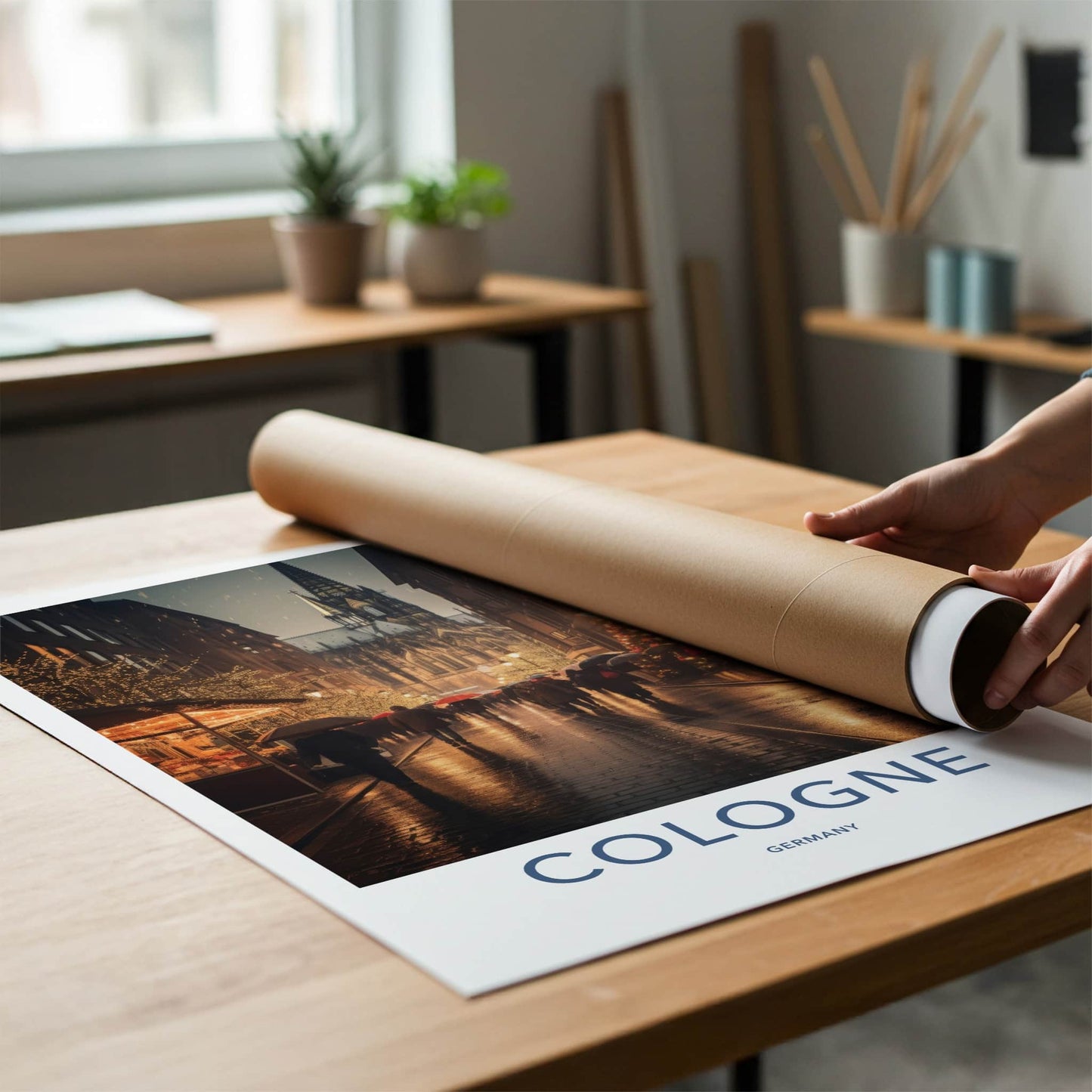 Cologne Poster - Germany Wall Art - Rainy Cathedral Evening Home Decor