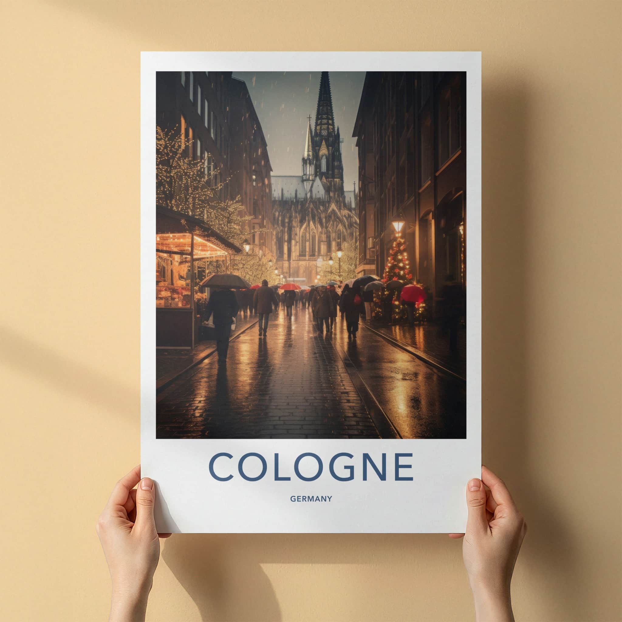 Cologne Poster - Germany Wall Art - Rainy Cathedral Evening Home Decor