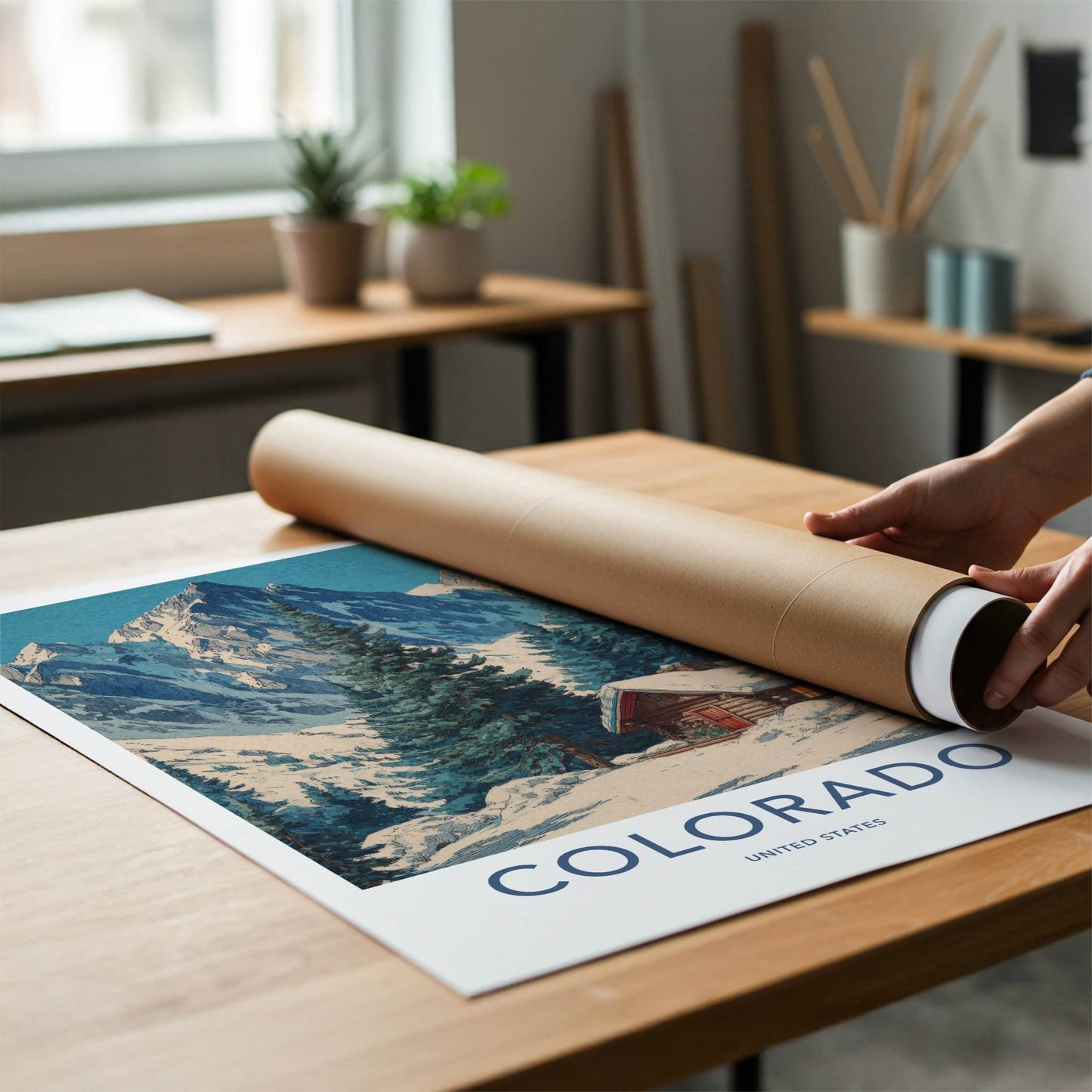 Colorado Poster - Colorado Framed Art - Snow Covered Cabin Gallery Art