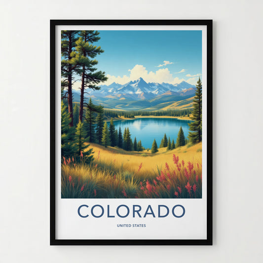 Colorado Poster - Colorado Travel Art - Alpine Lake Mountains Wall Decor