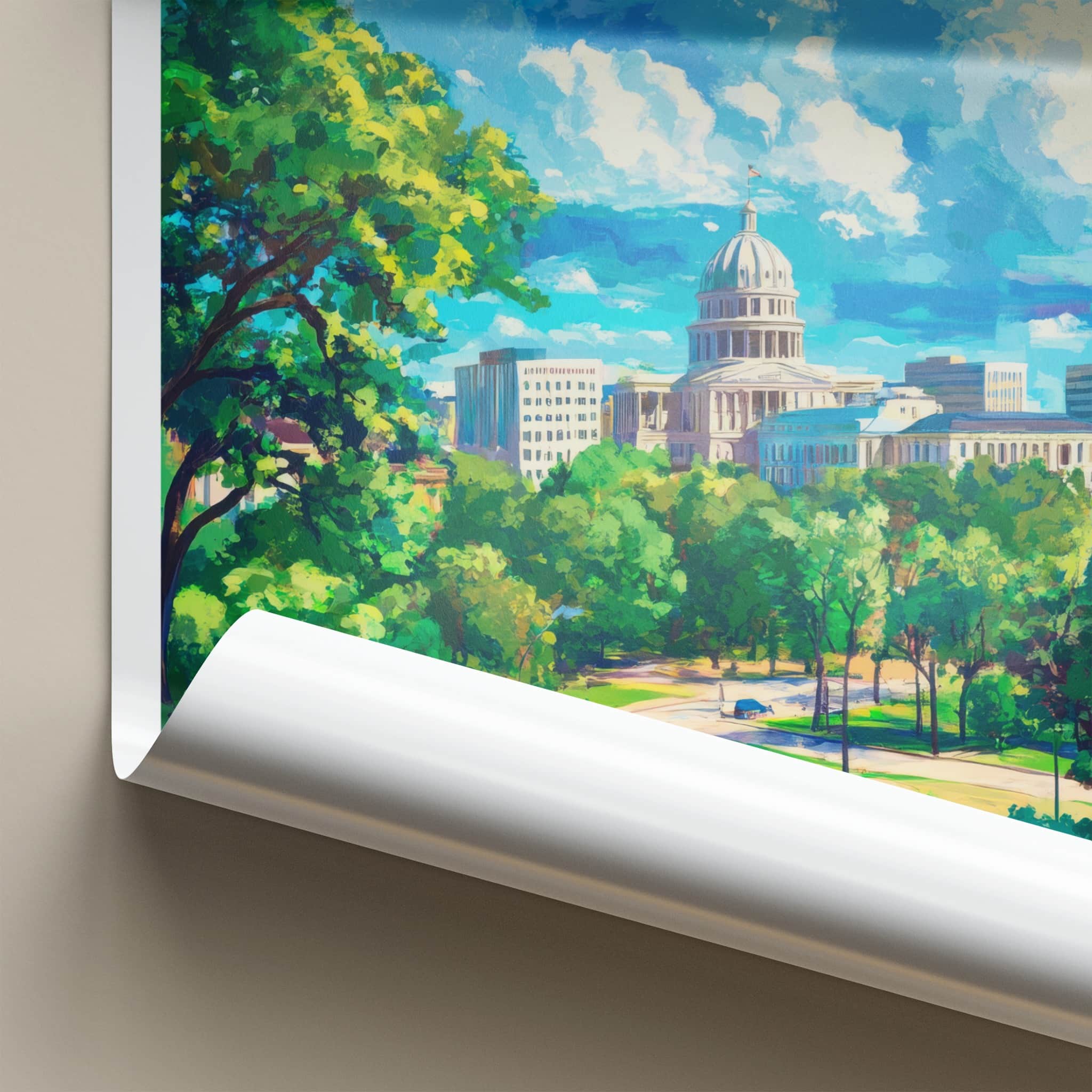 Columbia Poster - South Carolina Travel Art - Capitol Building Green Home Decor