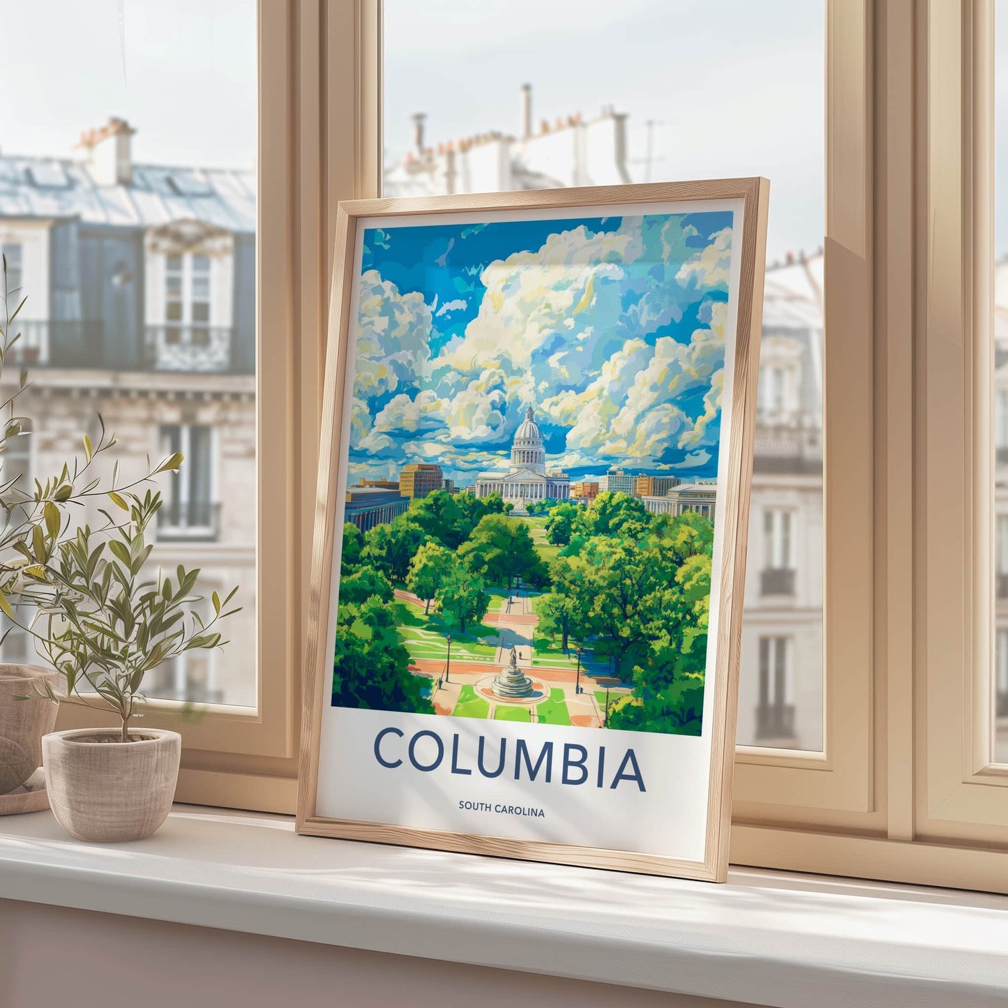 Columbia Poster - South Carolina Travel Art - State House View Home Decor