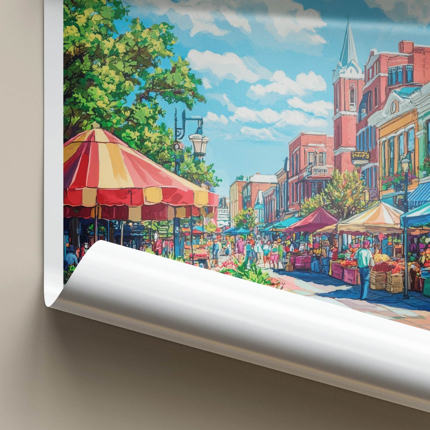 Columbia Poster - South Carolina Travel Art - Vibrant Market Scene Home Decor