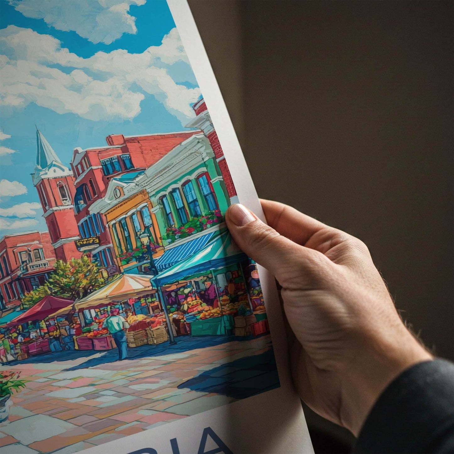 Columbia Poster - South Carolina Travel Art - Vibrant Market Scene Home Decor