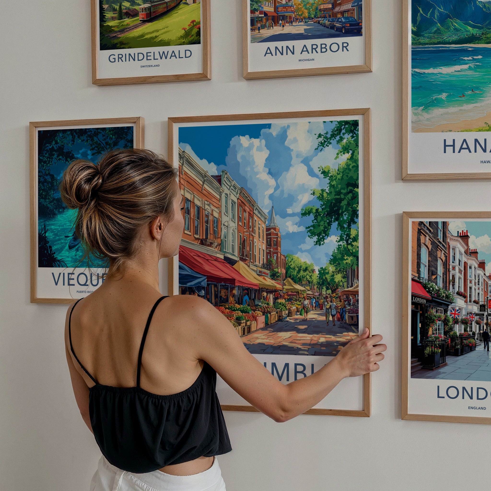 Columbia Poster - South Carolina Travel Art - Vibrant Market Scene Wall Decor
