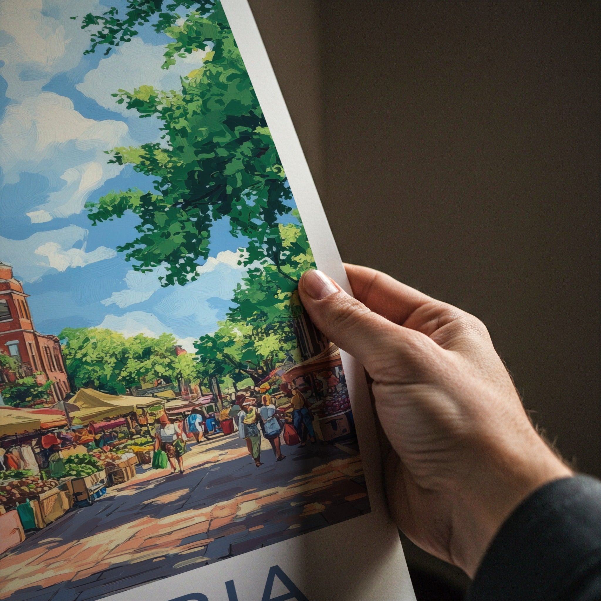 Columbia Poster - South Carolina Travel Art - Vibrant Market Scene Wall Decor