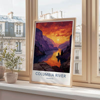 Columbia River Poster - Washington Scenic Art - Vibrant River Canyon Wall Decor