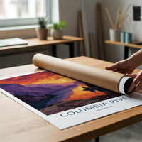 Columbia River Poster - Washington Scenic Art - Vibrant River Canyon Wall Decor