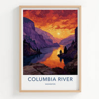 Columbia River Poster - Washington Scenic Art - Vibrant River Canyon Wall Decor