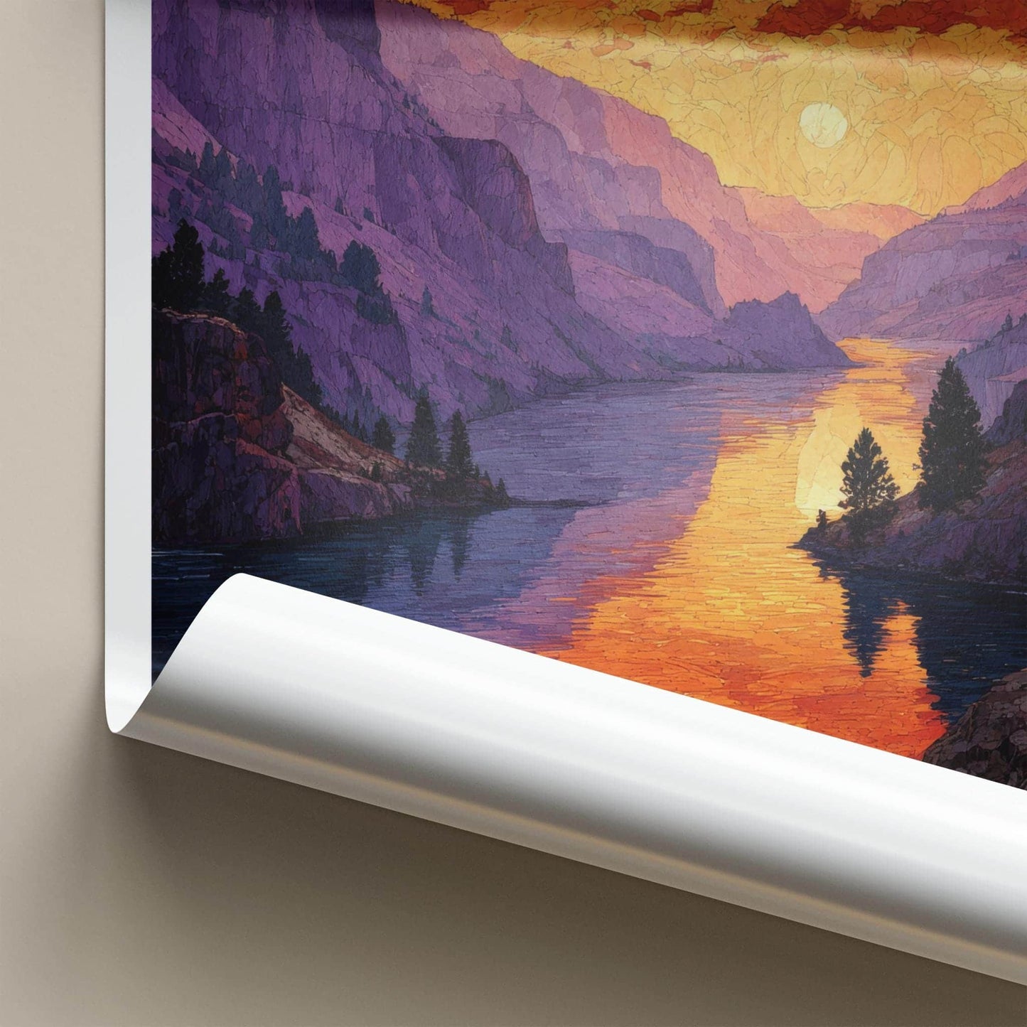 Columbia River Poster - Washington Scenic Art - Vibrant River Canyon Wall Decor