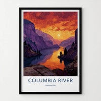 Columbia River Poster - Washington Scenic Art - Vibrant River Canyon Wall Decor