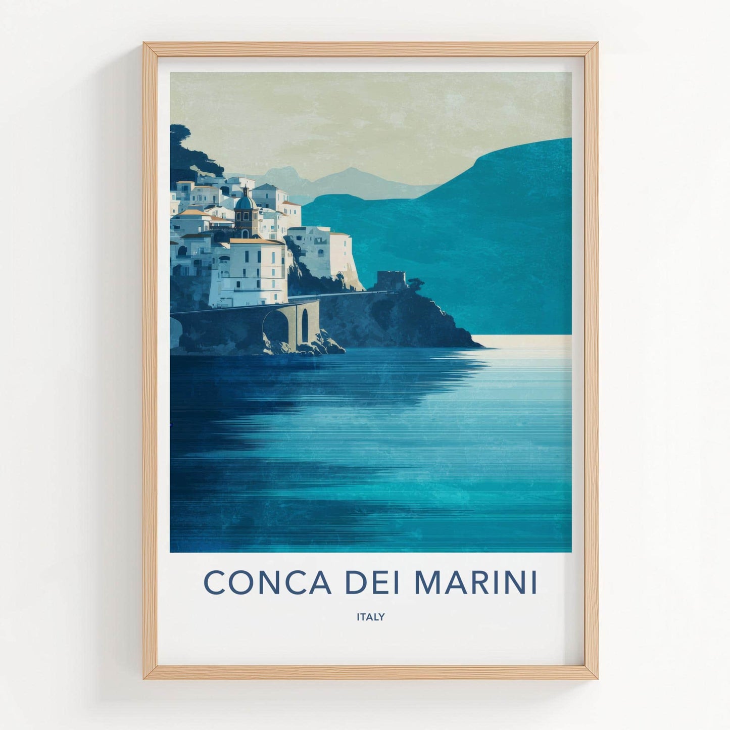 Conca Dei Marini Poster - Italy Travel Art - Cliffside Coastal Town Home Decor