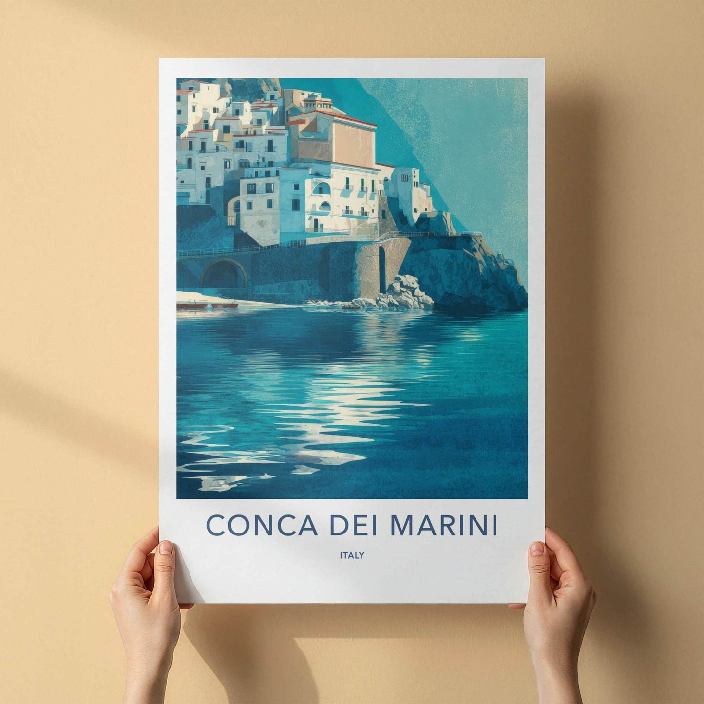 Conca dei Marini Poster - Italy Travel Print - Azure Water Serene Home Decor