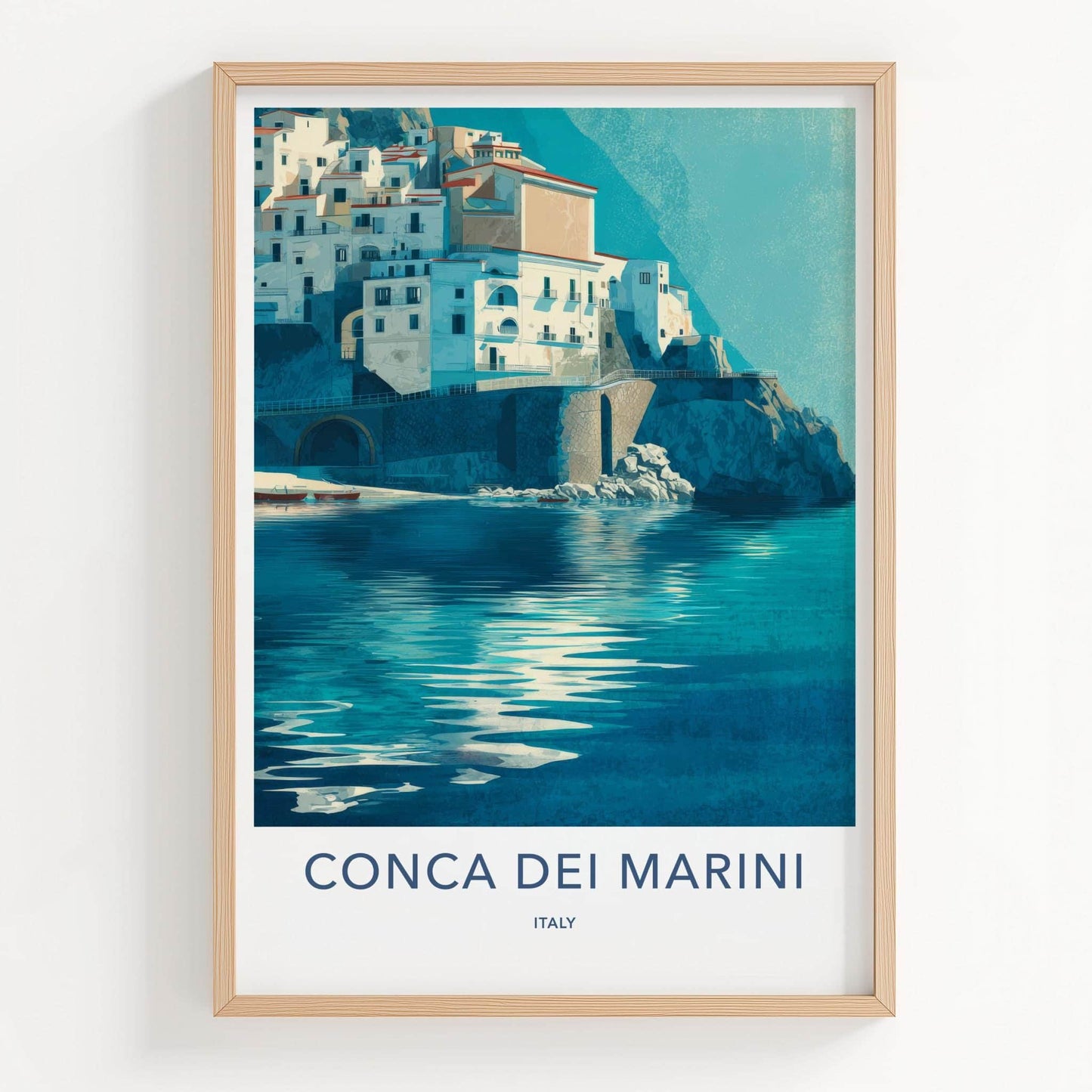 Conca dei Marini Poster - Italy Travel Print - Azure Water Serene Home Decor