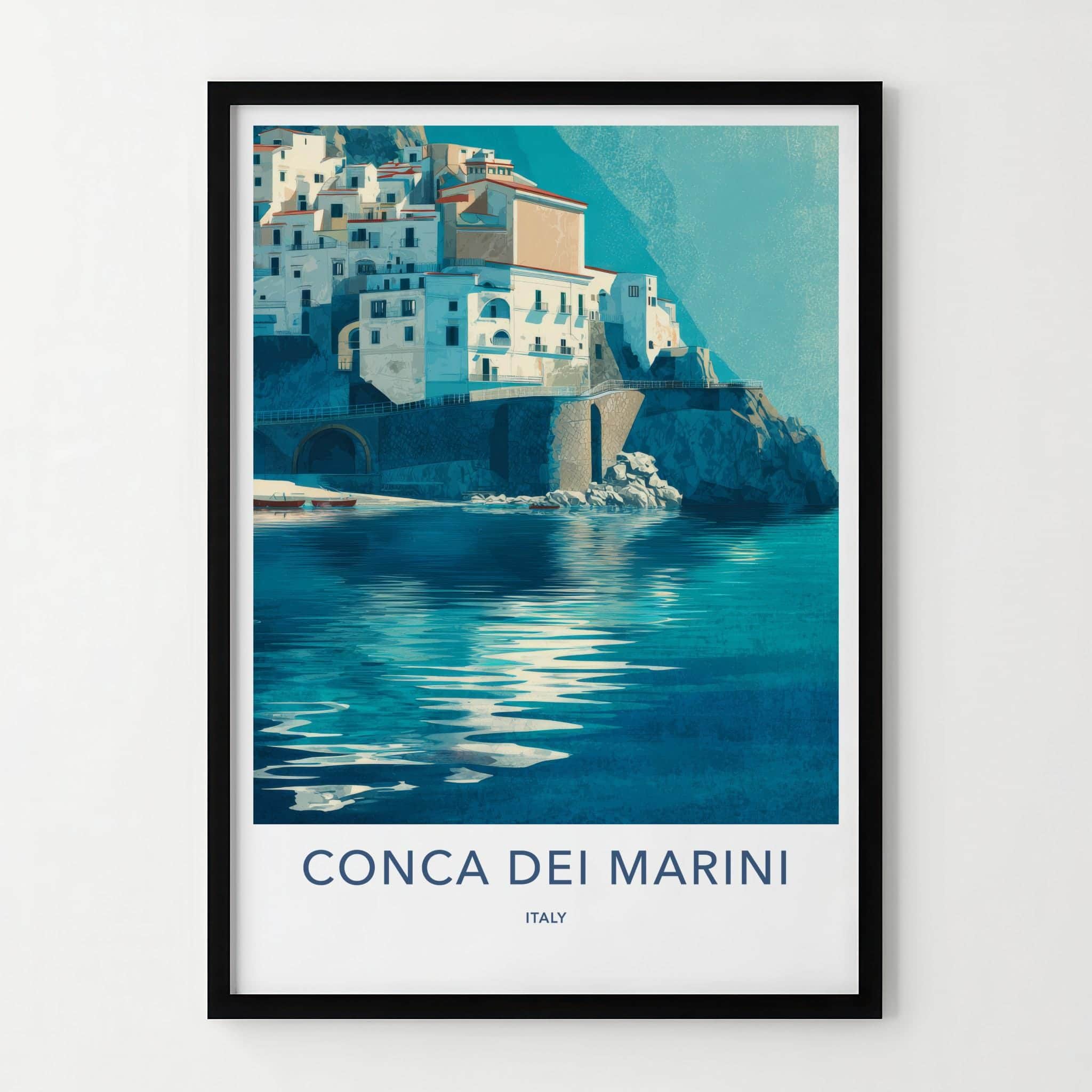 Conca dei Marini Poster - Italy Travel Print - Azure Water Serene Home Decor