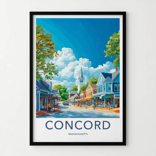 Concord Poster - Massachusetts Art Print - Historic Village Street Home Decor
