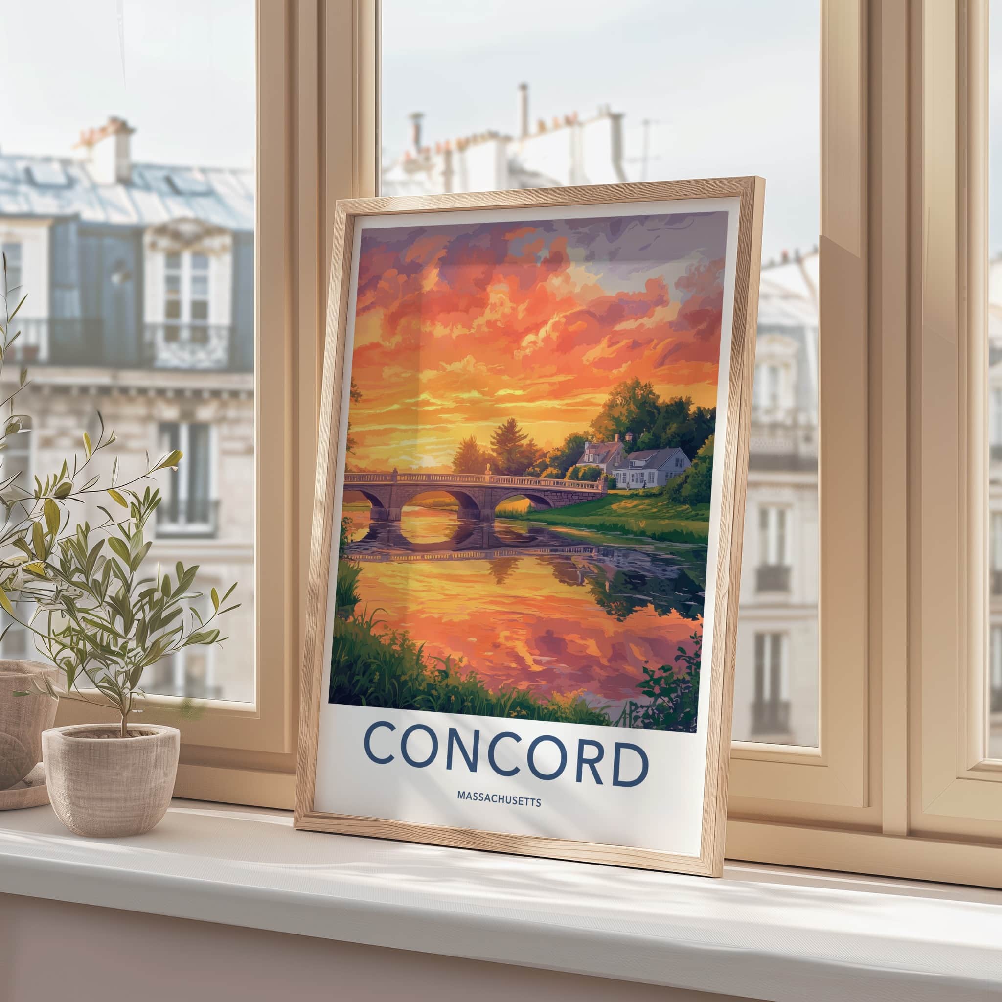 Concord Poster - Massachusetts Travel Art - Golden Sky Bridge Home Decor