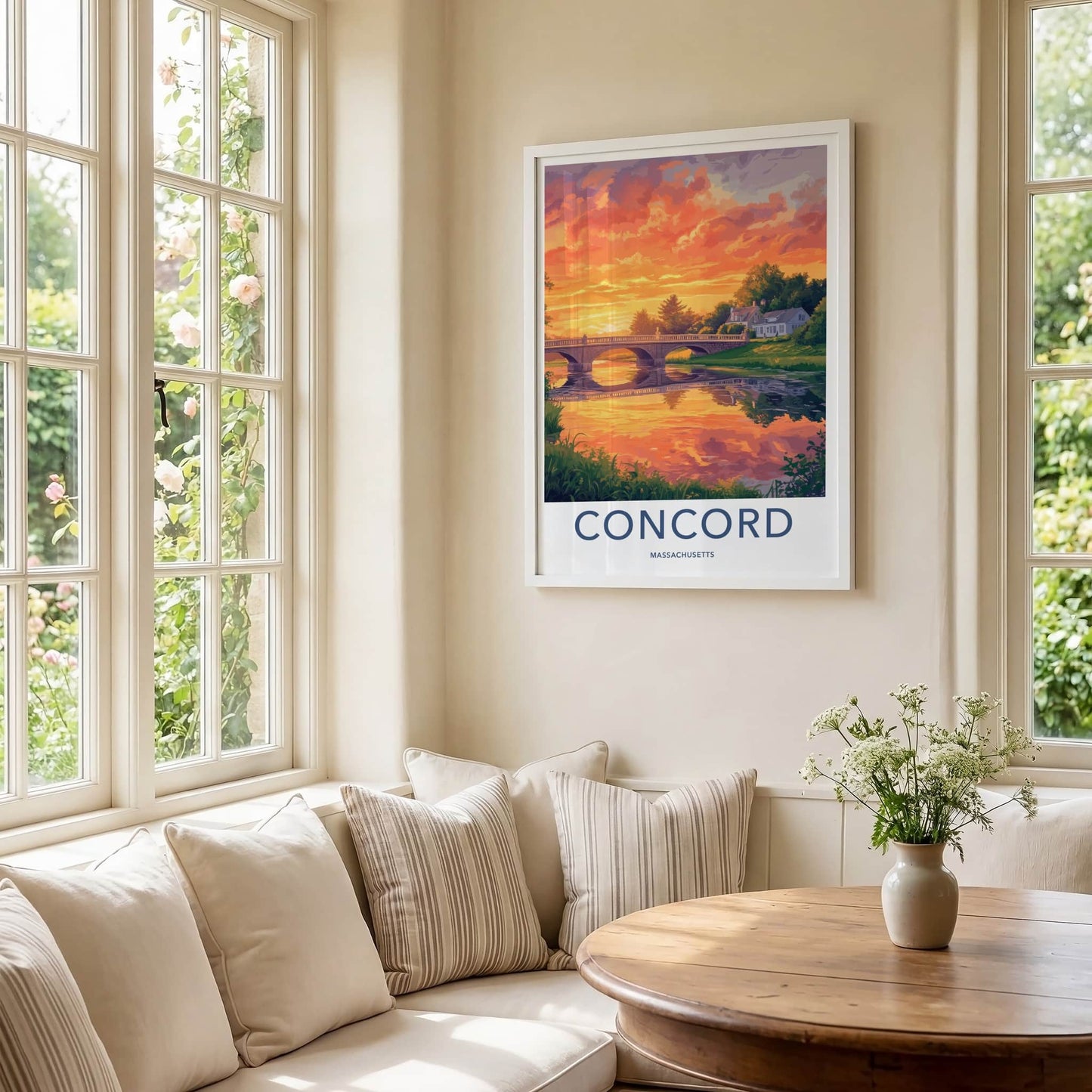 Concord Poster - Massachusetts Travel Art - Golden Sky Bridge Home Decor