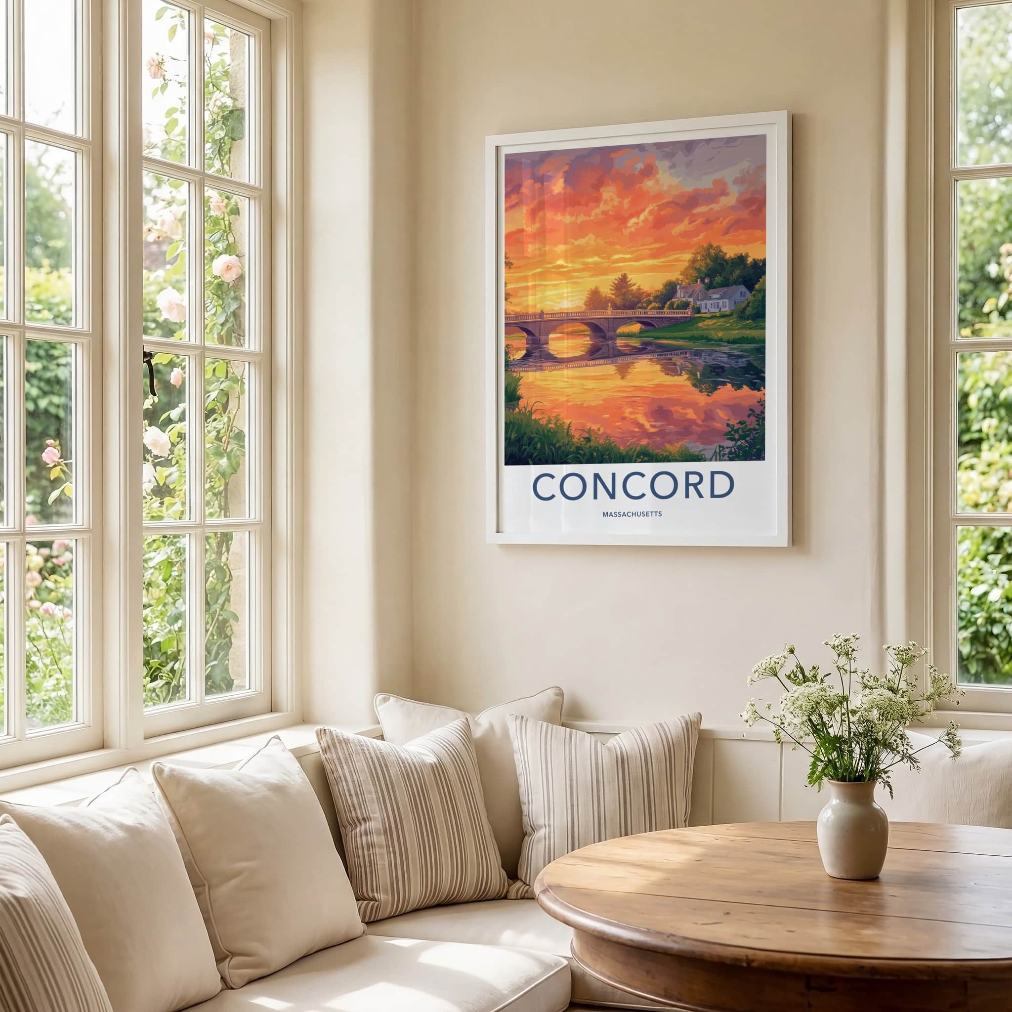 Concord Poster - Massachusetts Travel Art - Golden Sky Bridge Home Decor