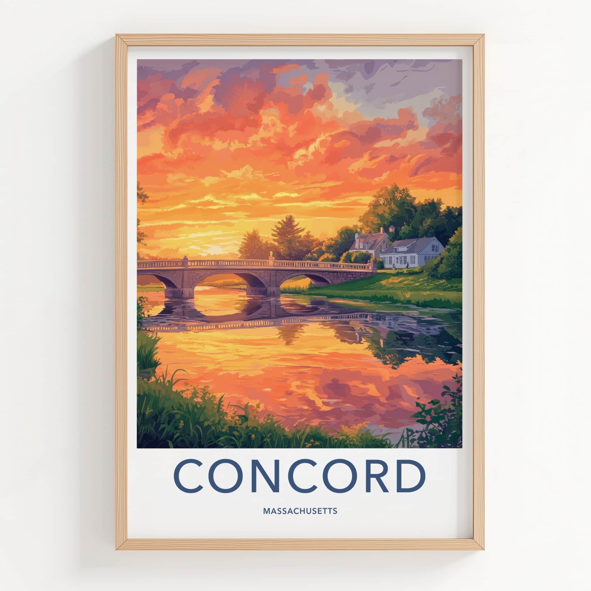 Concord Poster - Massachusetts Travel Art - Golden Sky Bridge Home Decor