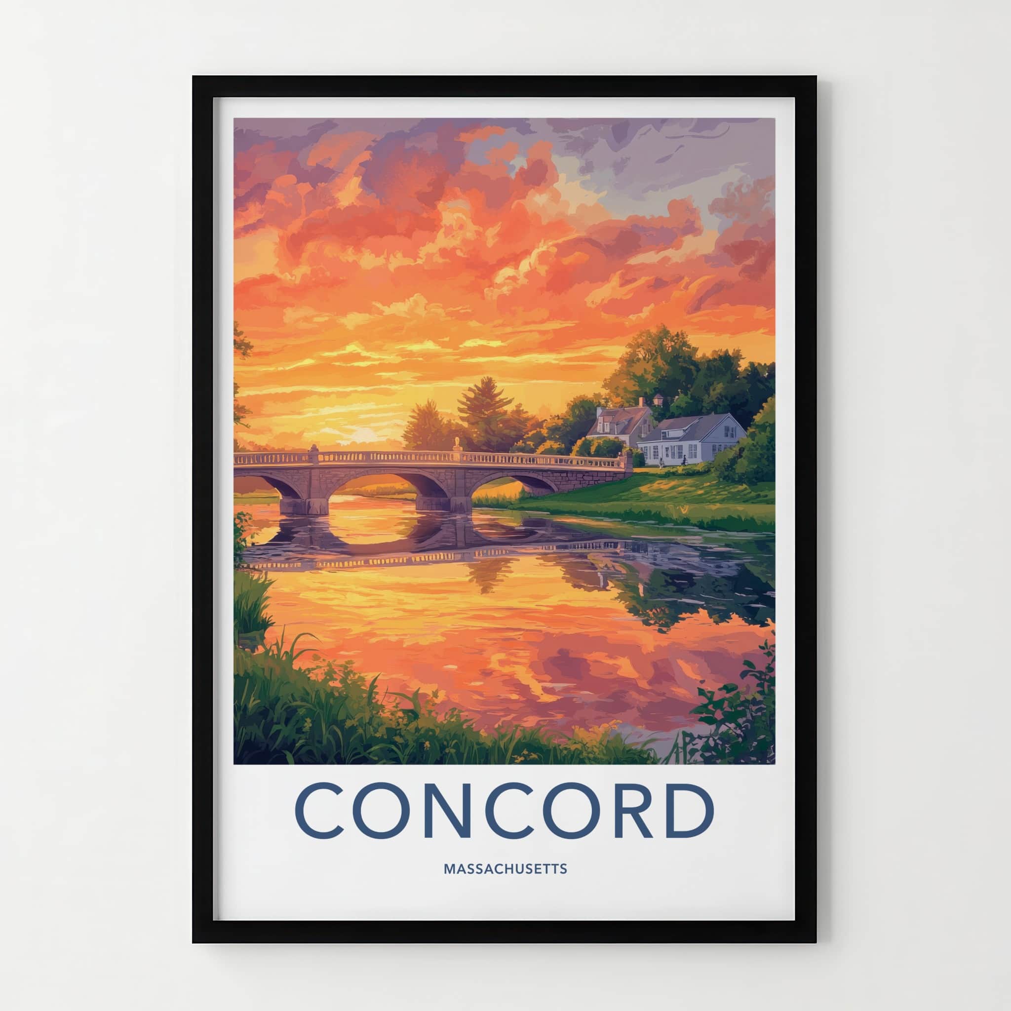 Concord Poster - Massachusetts Travel Art - Golden Sky Bridge Home Decor