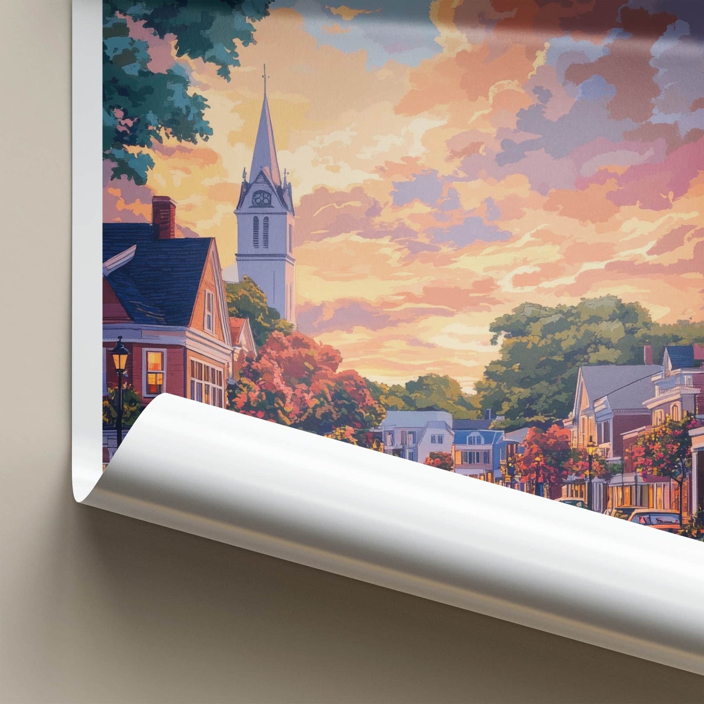 Concord Poster - Massachusetts Travel Art - Vibrant Sunset Town Home Decor