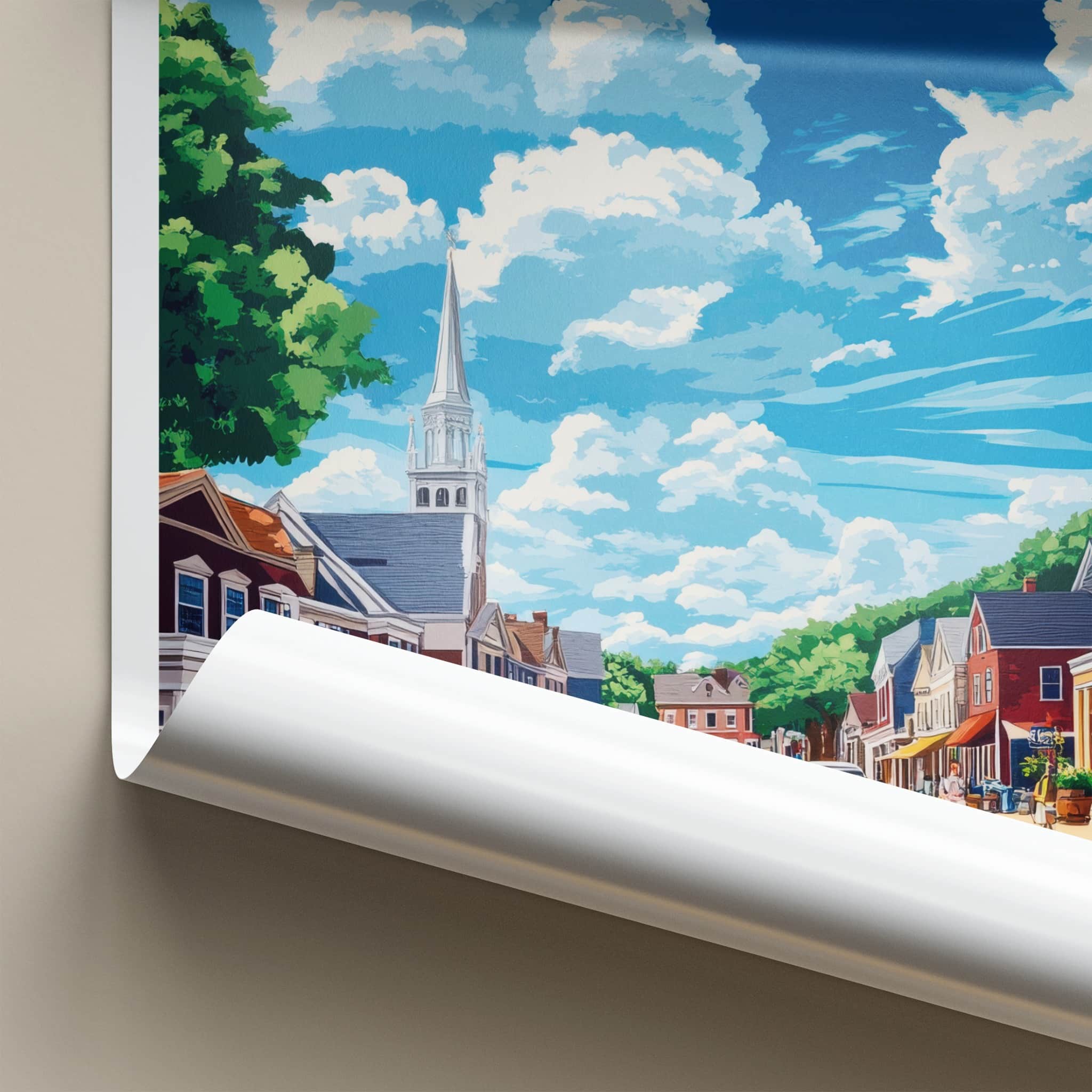 Concord Poster - Massachusetts Travel Art - Village Steeple Street Home Decor