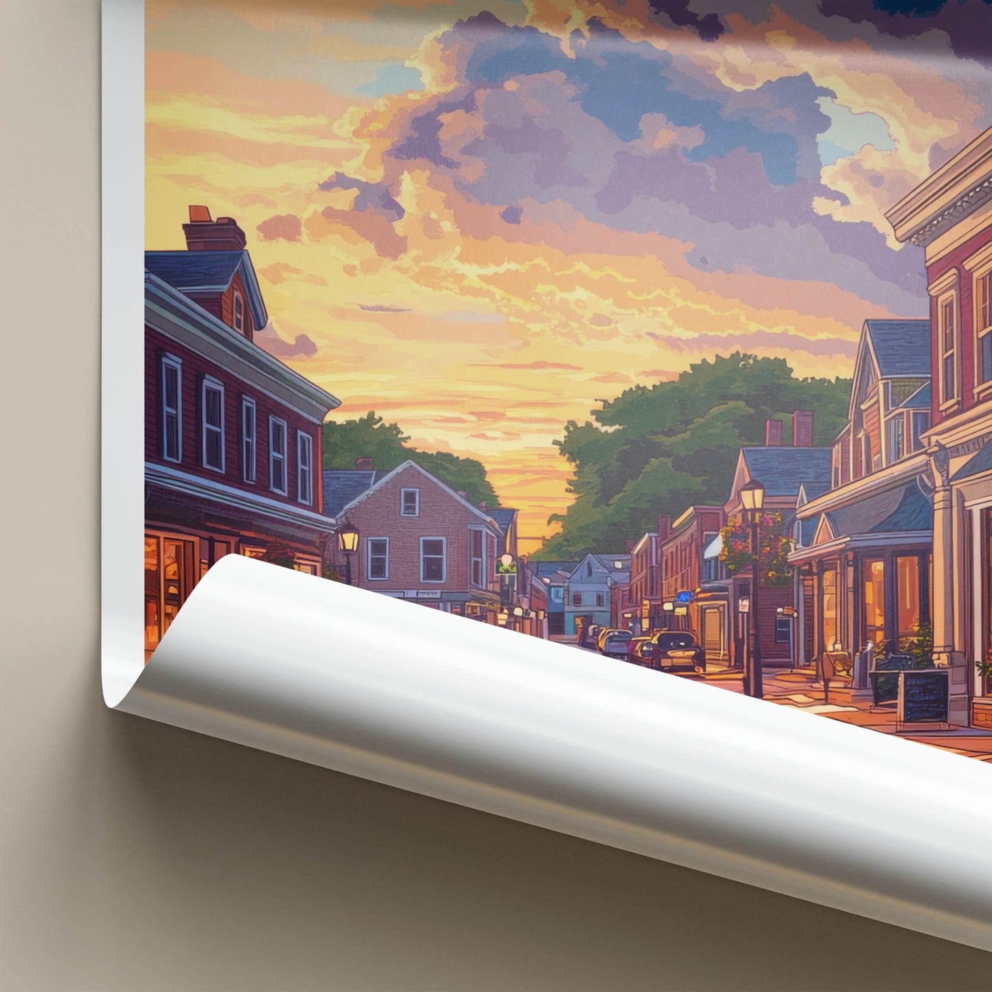 Concord Poster - Massachusetts Wall Art - Vibrant Sunset Street Home Decor