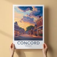 Concord Poster - Massachusetts Wall Art - Vibrant Sunset Street Home Decor