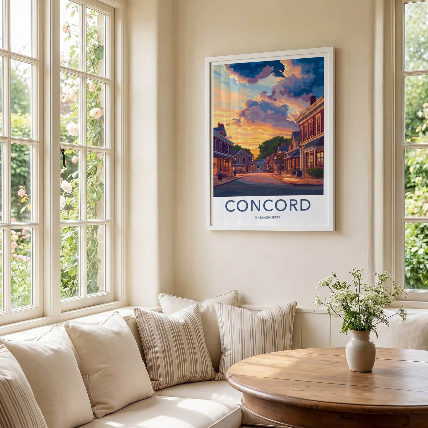Concord Poster - Massachusetts Wall Art - Vibrant Sunset Street Home Decor