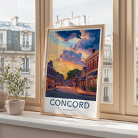 Concord Poster - Massachusetts Wall Art - Vibrant Sunset Street Home Decor