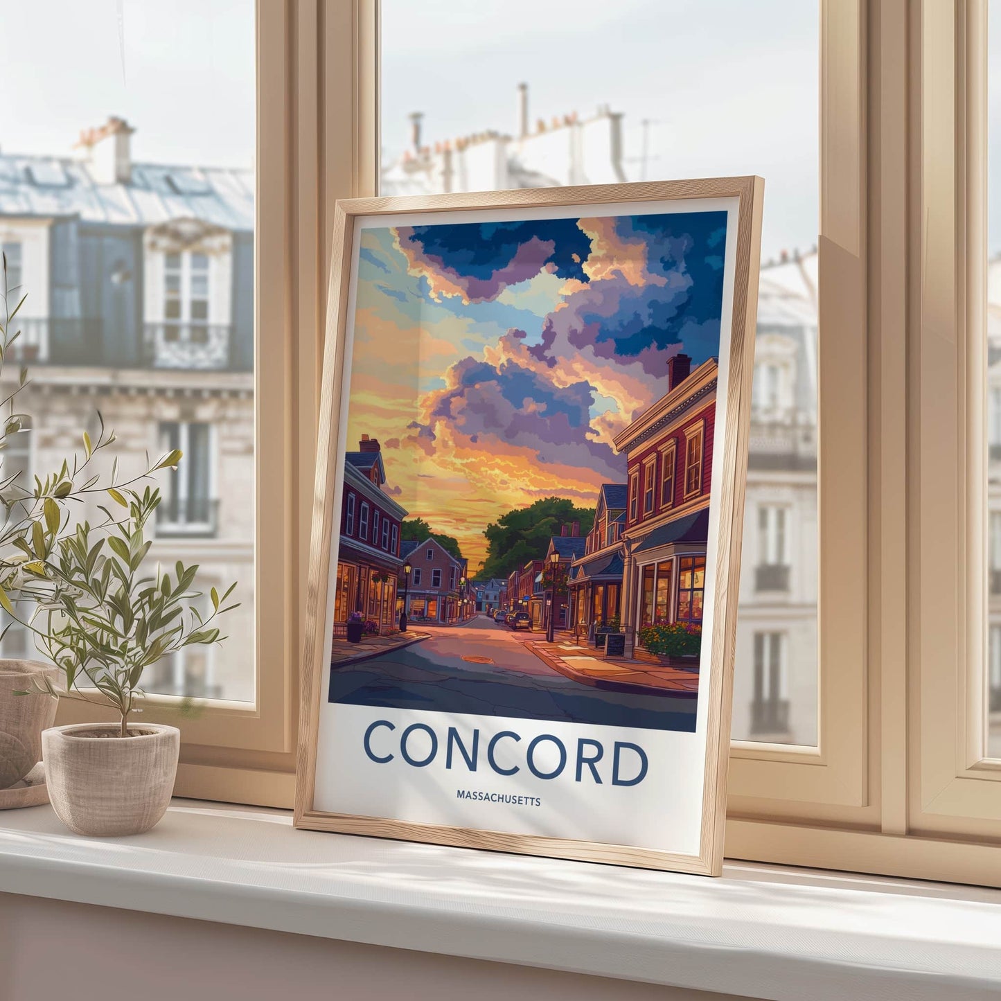 Concord Poster - Massachusetts Wall Art - Vibrant Sunset Street Home Decor