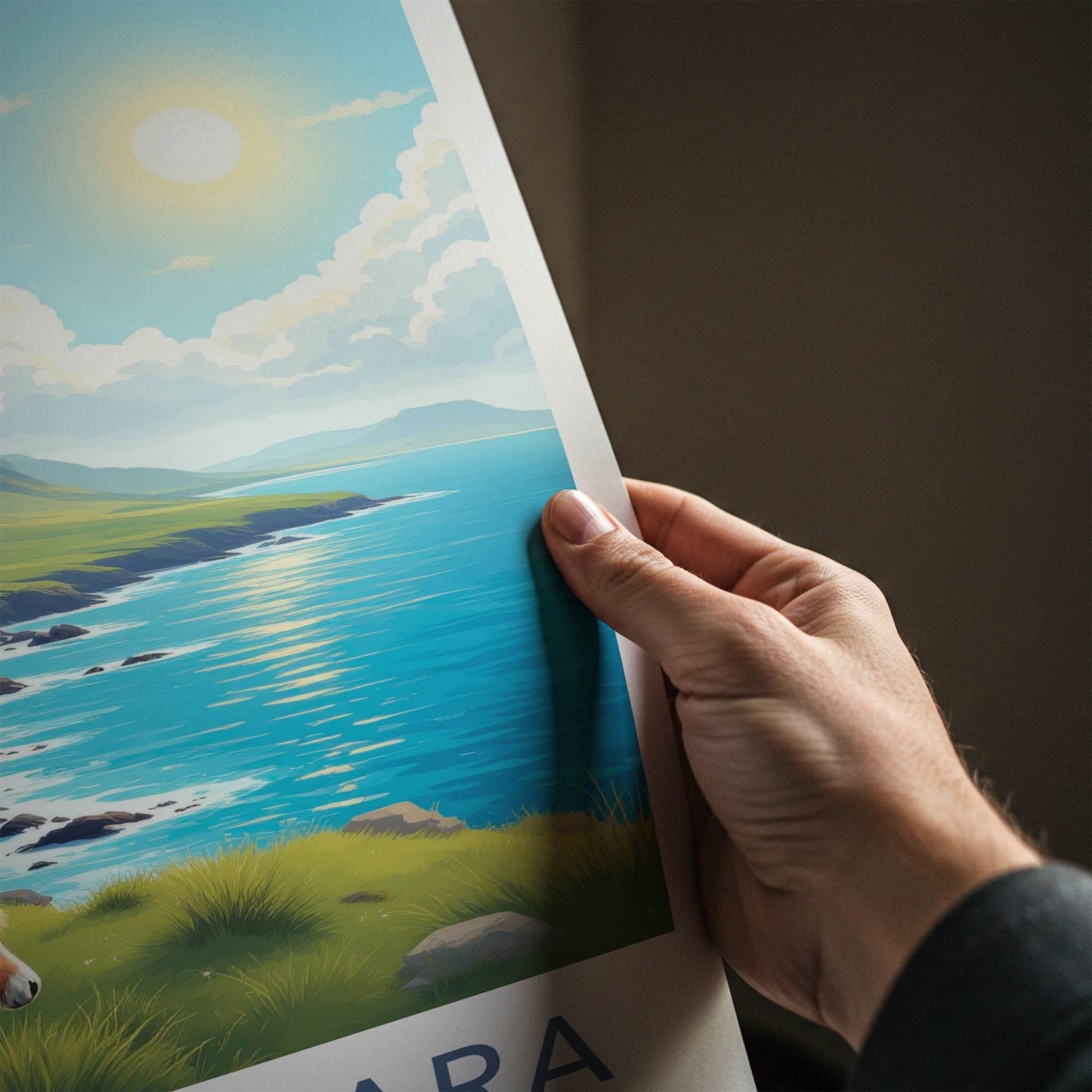 Connemara National Park Poster - Ireland Travel Art - Grassy Coast Horse Wall Decor