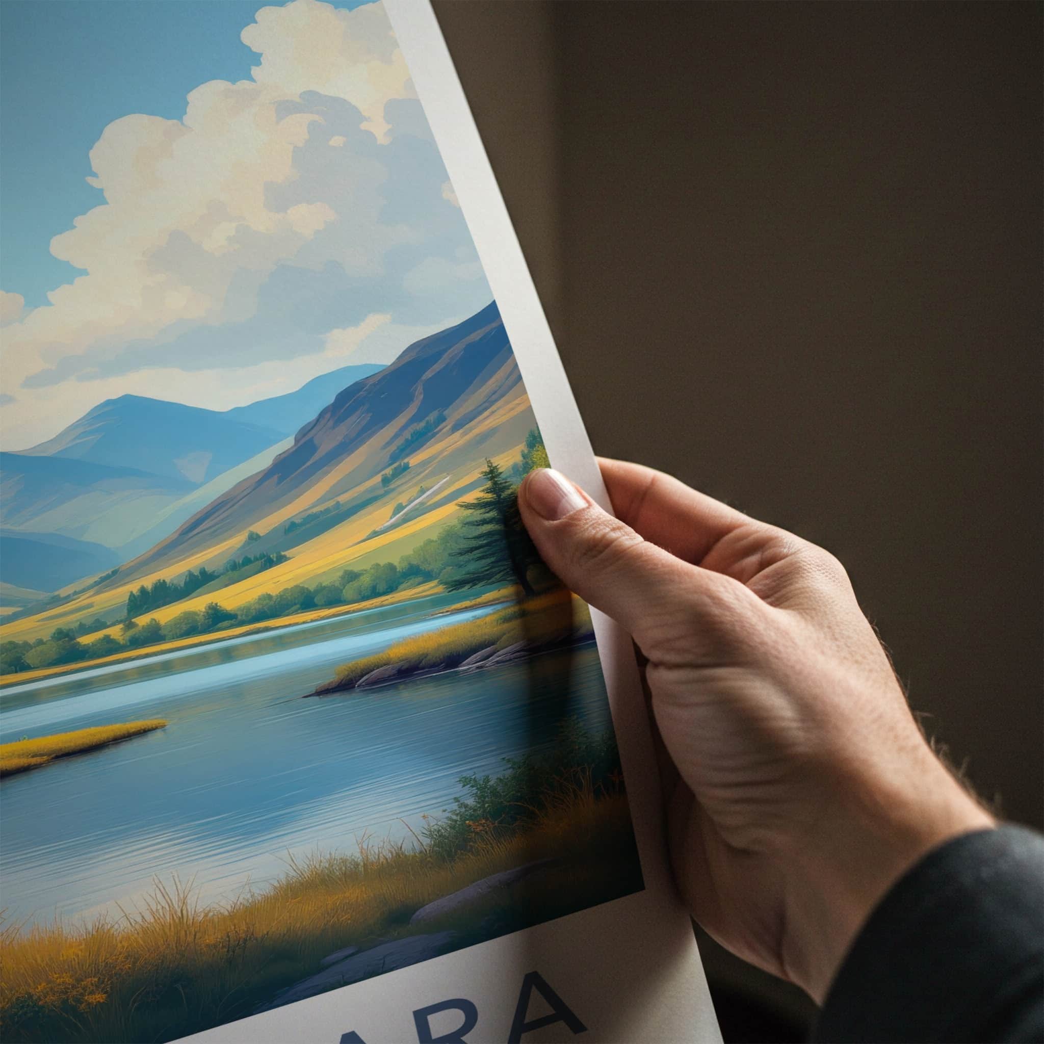 Connemara National Park Poster - Ireland Travel Art - Lake Deer Mountains Wall Decor