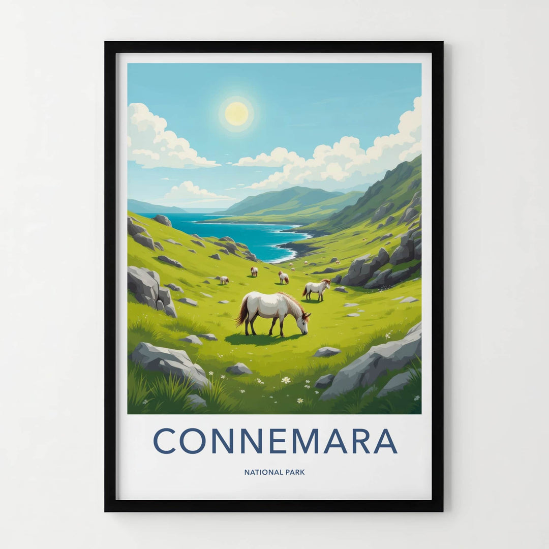 Connemara Poster - Ireland Travel Art - Green Valley Horses Home Decor