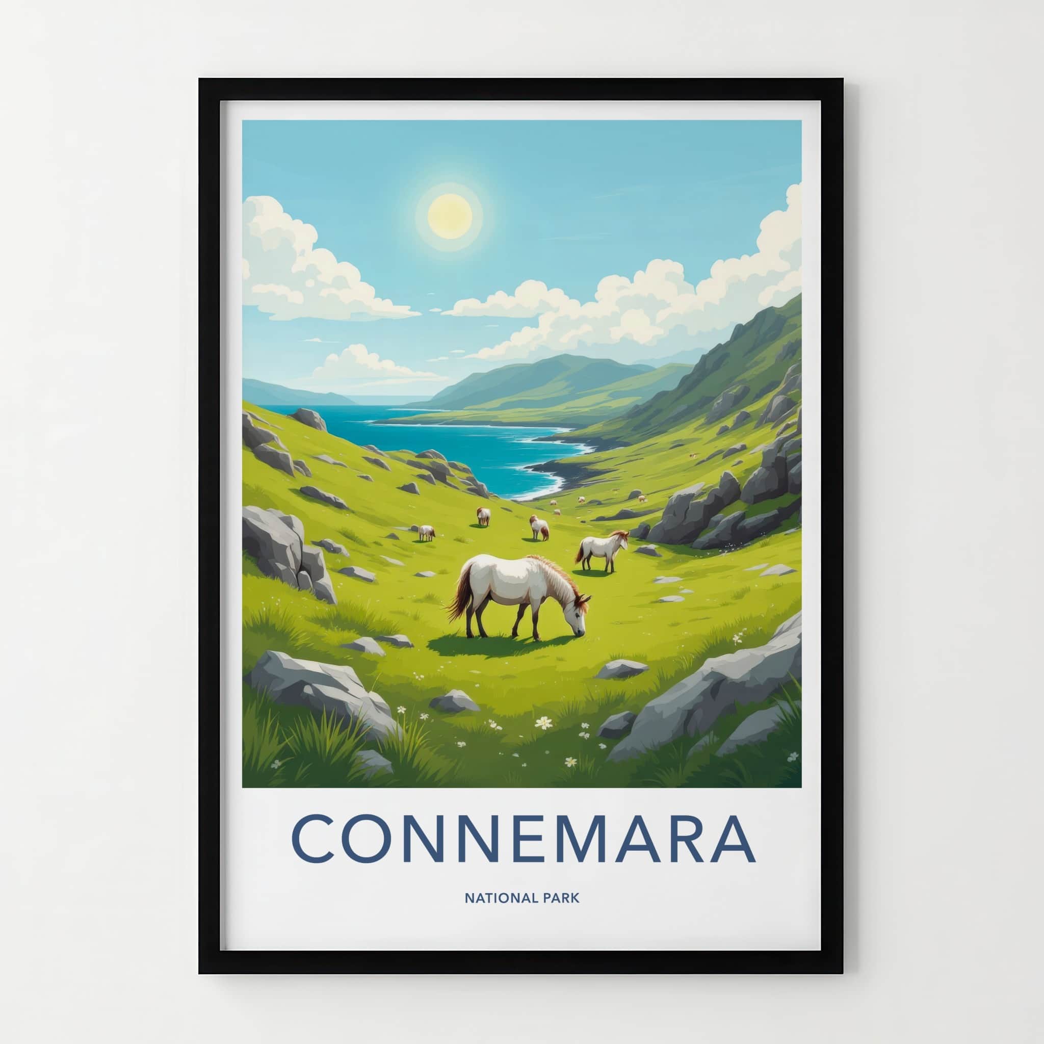 Connemara Poster - Ireland Travel Art - Green Valley Horses Home Decor
