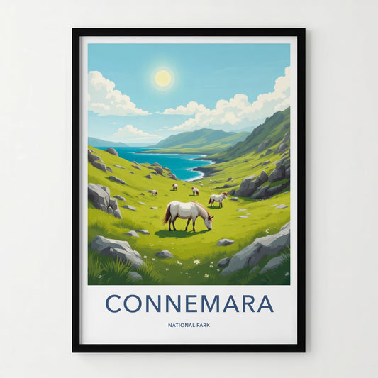 Connemara Poster - Ireland Travel Art - Green Valley Horses Home Decor
