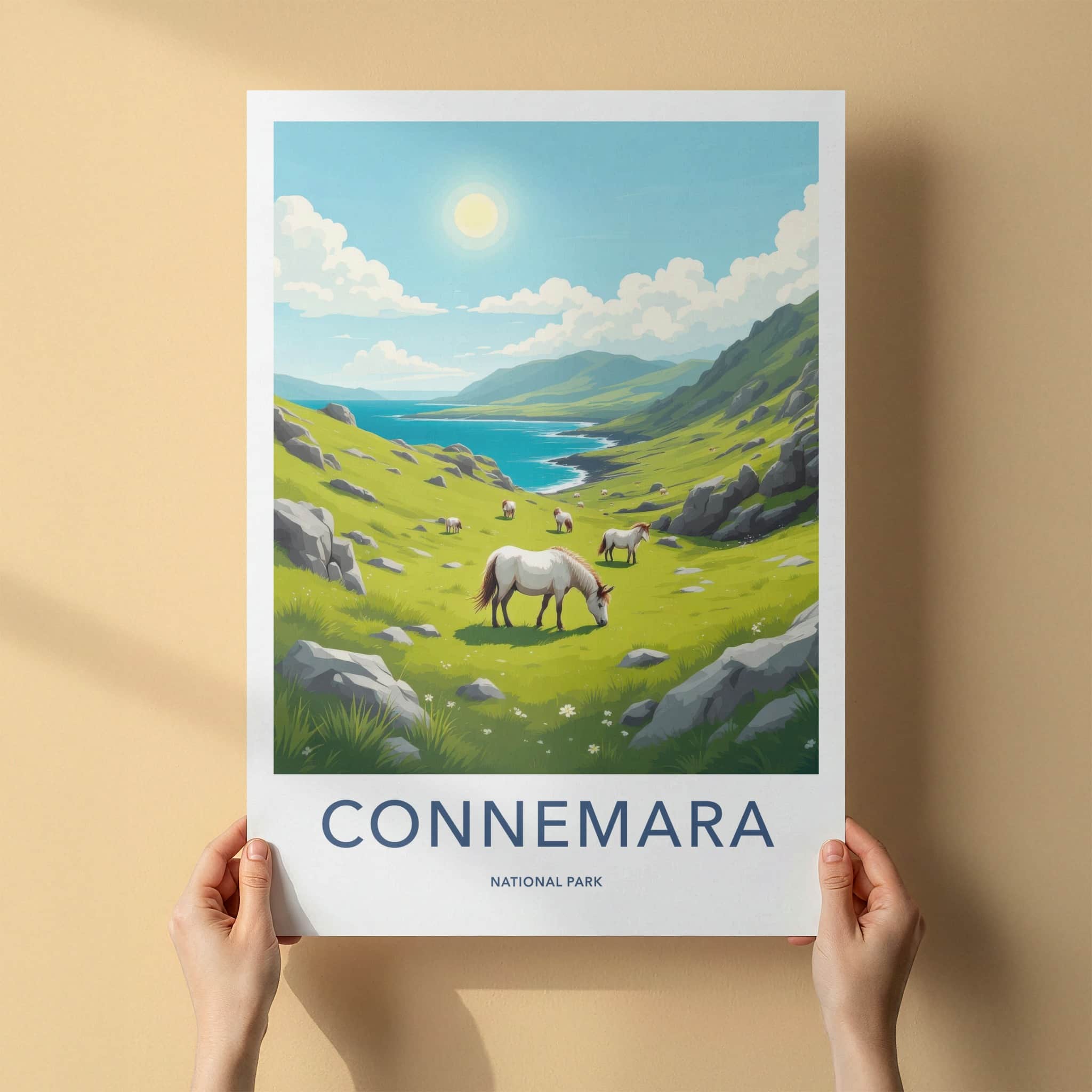 Connemara Poster - Ireland Travel Art - Green Valley Horses Home Decor
