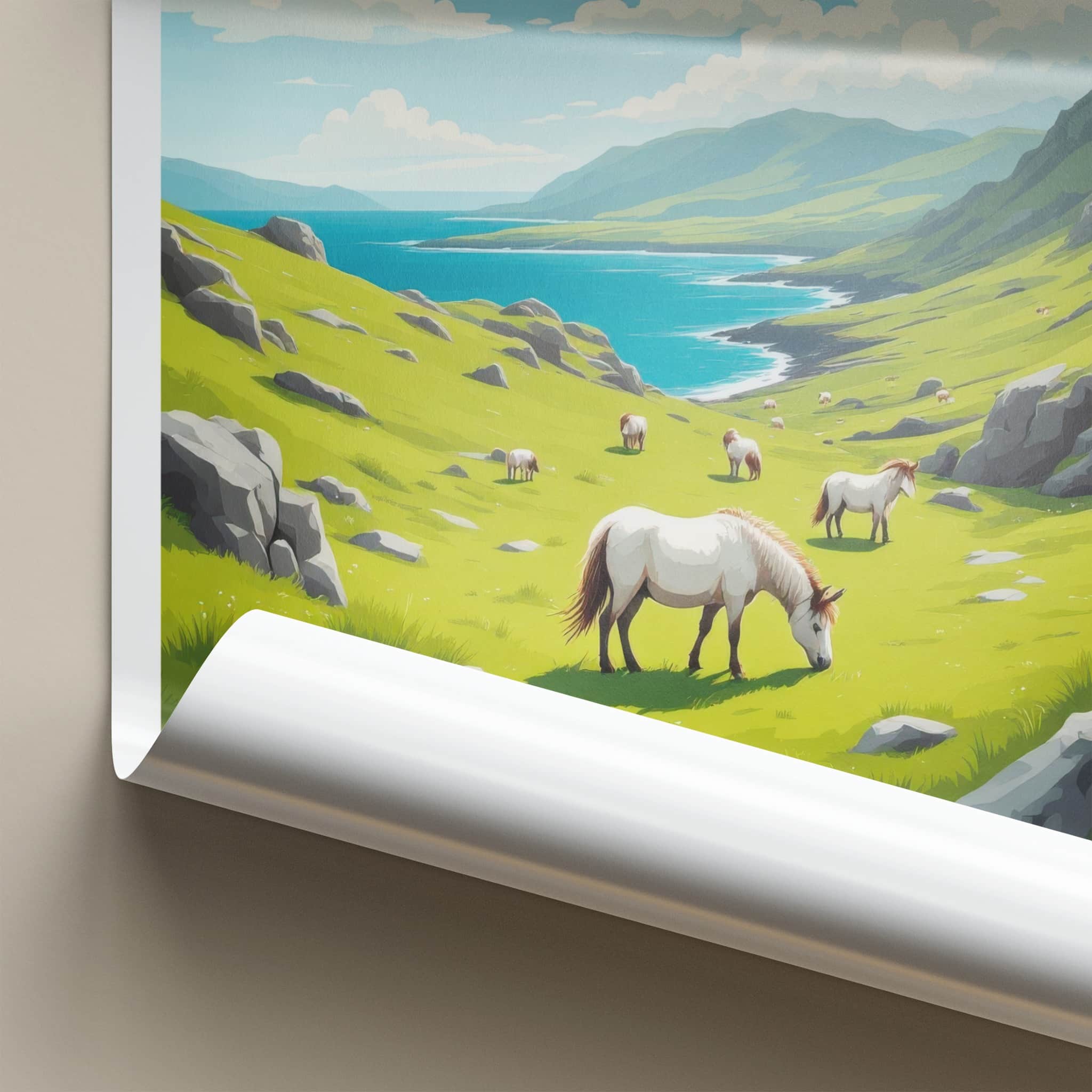 Connemara Poster - Ireland Travel Art - Green Valley Horses Home Decor