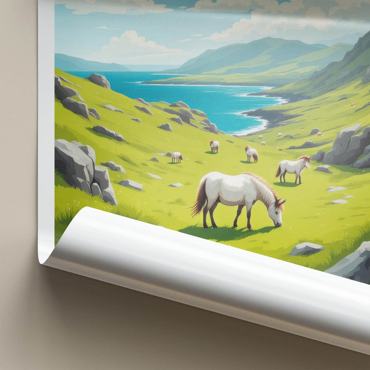 Connemara Poster - Ireland Travel Art - Green Valley Horses Home Decor