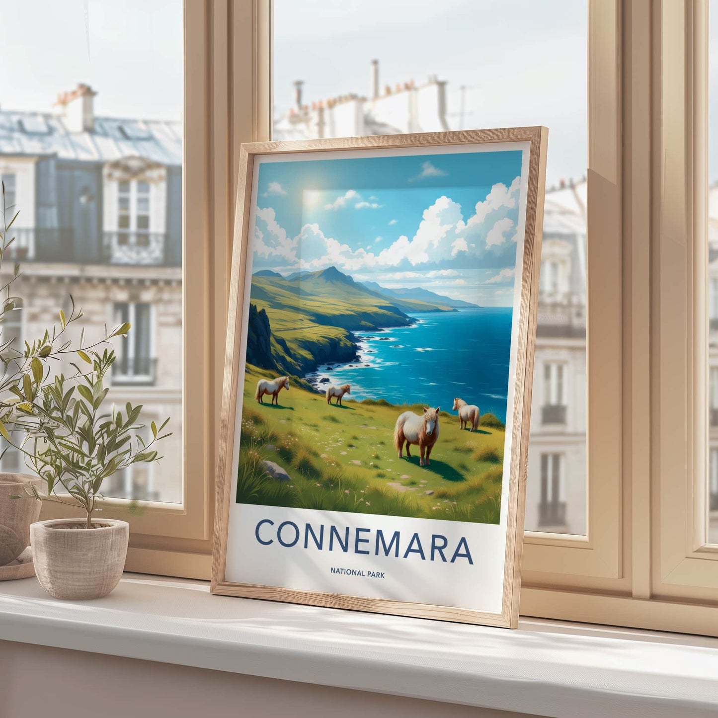 Connemara Poster - Ireland Travel Art - Wild Horses Coast Home Decor