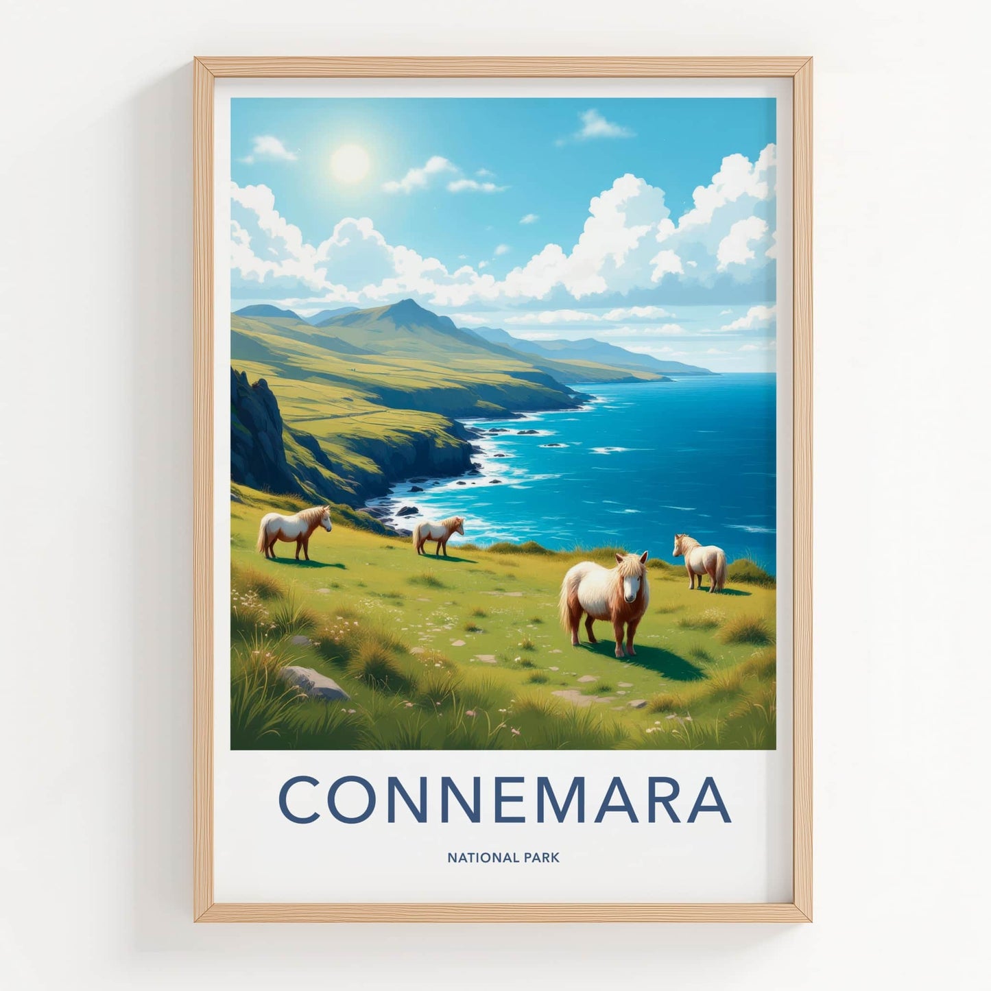 Connemara Poster - Ireland Travel Art - Wild Horses Coast Home Decor