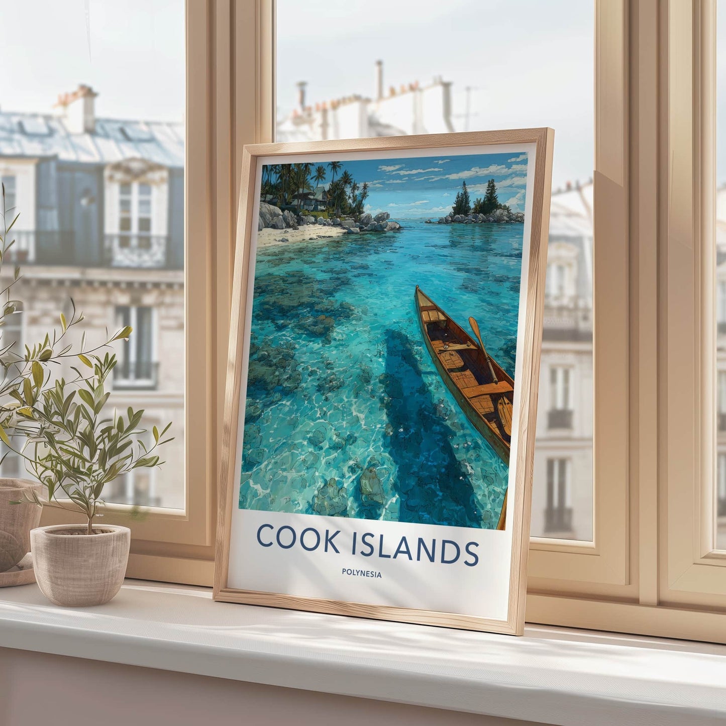 Cook Islands Poster - Polynesia Wall Art - Wooden Canoe Azure Home Decor