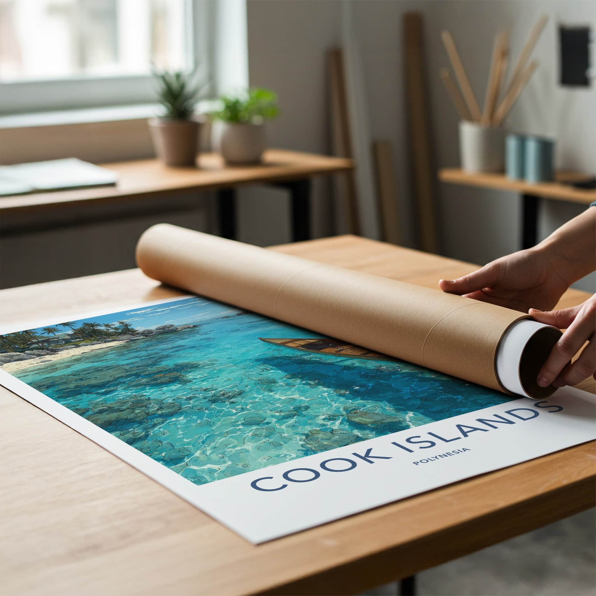 Cook Islands Poster - Polynesia Wall Art - Wooden Canoe Azure Home Decor