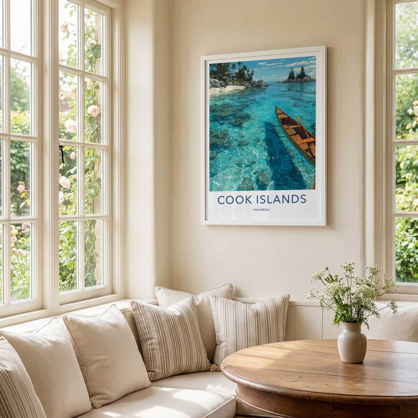 Cook Islands Poster - Polynesia Wall Art - Wooden Canoe Azure Home Decor