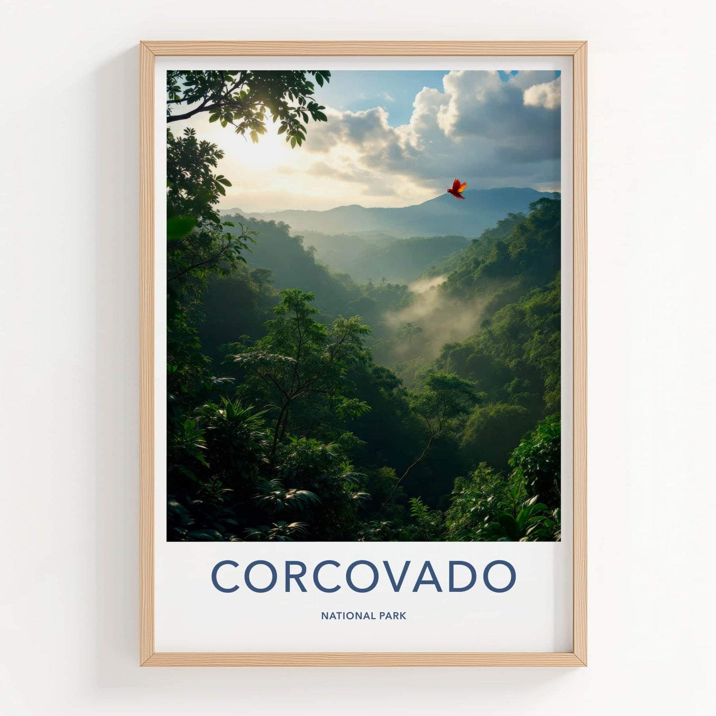 Corcovado National Park Poster - Costa Rica Travel Art - Misty Jungle Valley Home Decor