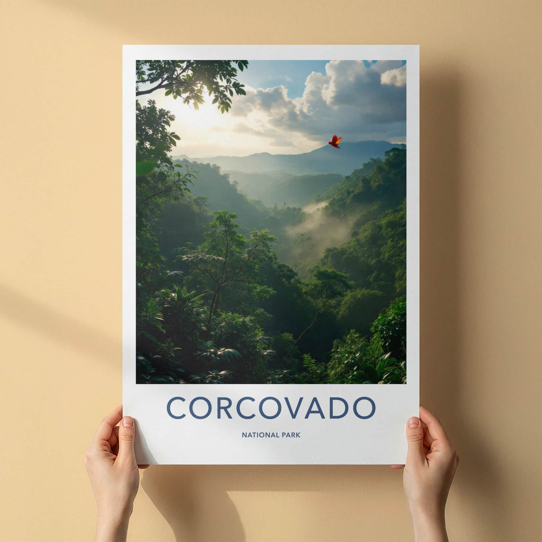 Corcovado National Park Poster - Costa Rica Travel Art - Misty Jungle Valley Home Decor