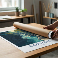 Cornell Poster - New York Travel Art - Gorge Waterfall Bridge Wall Decor